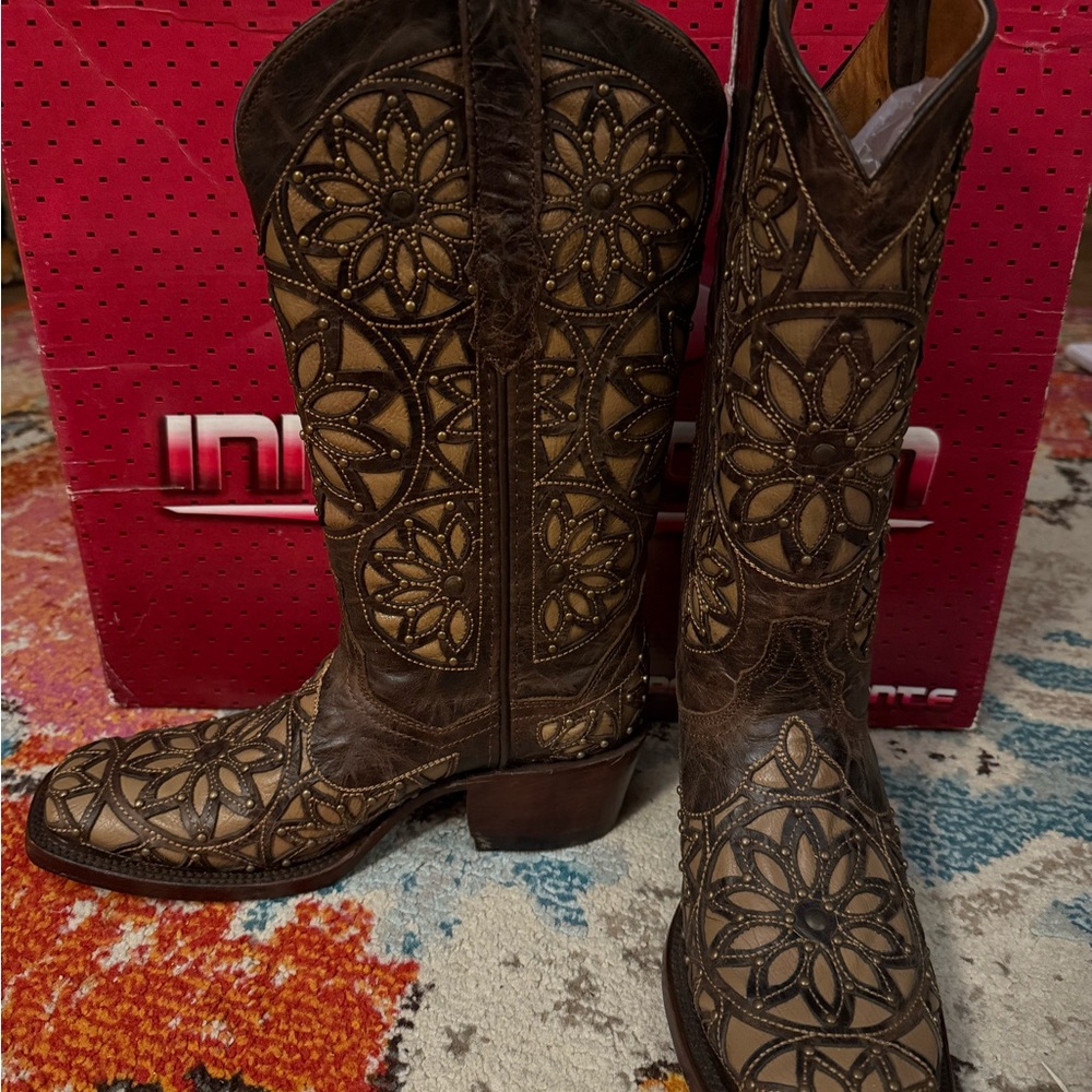 Brown Floral Cowboy Boots